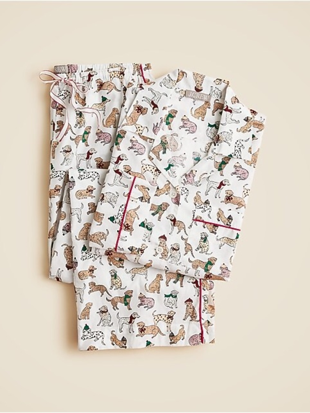 J. Crew Cotton poplin pajama pant set in snow dogs print XXL - Picture 2 of 9